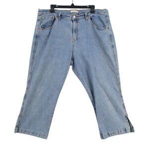 Levis Classic Capri Jeans Womens Light Wash Denim Cropped Pants Side Slit 18W